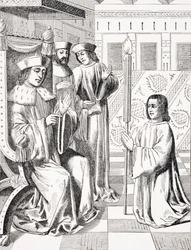 Jacques Coeur paying homage to Charles VII, copy of a 15th century miniature in the 